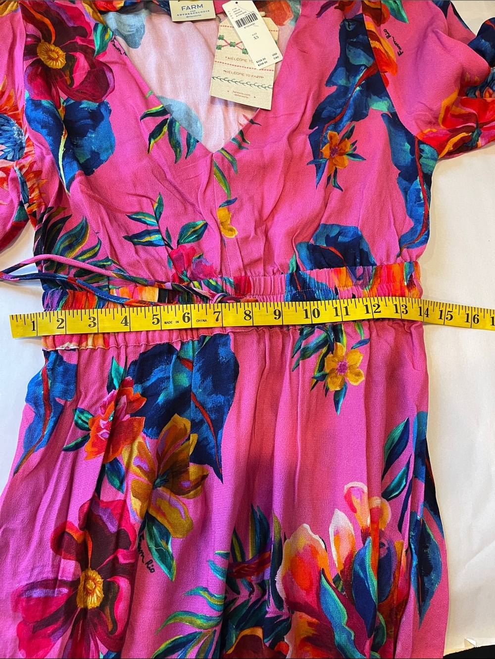 Farm Rio for Anthropologie Hot Pink Tropical Floral Maxi Dress NWT Rayon - Picture 14 of 17